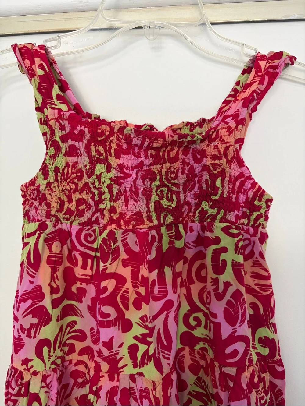 Blue Ginger Floral Casual Sundress - Pink and Green